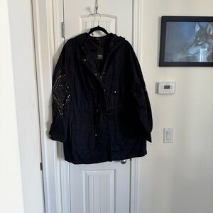 Torrid Black Hooded Jacket with Embellished Sleeves - NWT